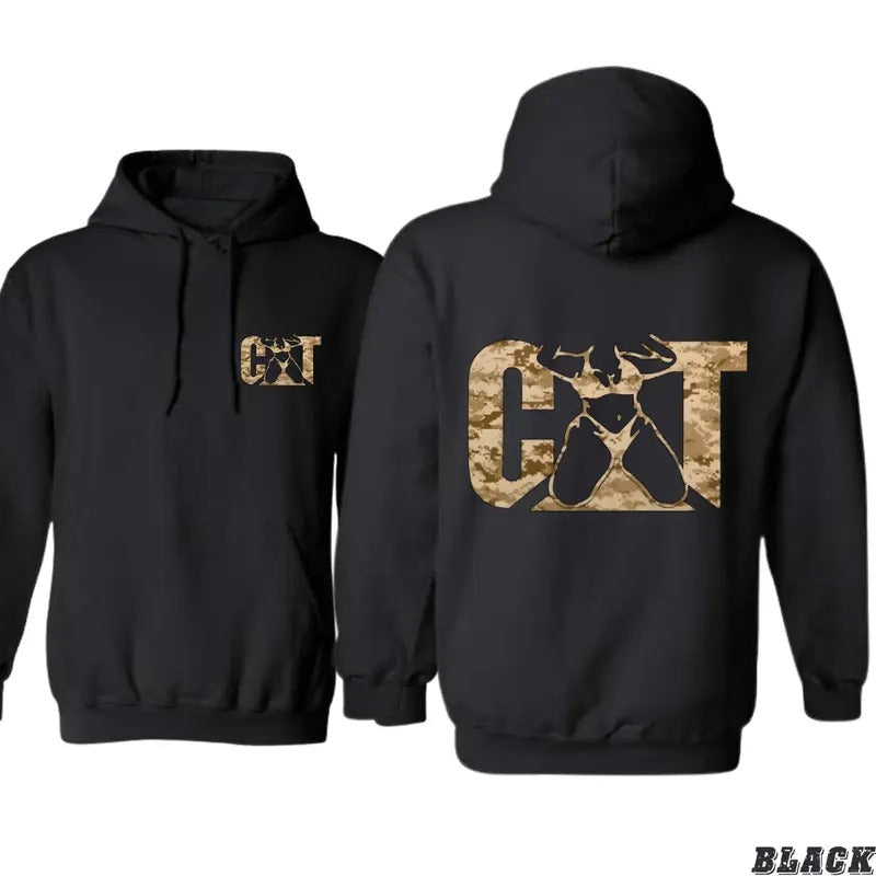 CAT Camo Hoodie - Bold Camouflage Design Featuring Construction Equipment Graphics, Unisex Hoodie for Comfort and Rugged...