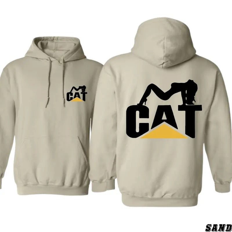 CAT Hoodie - Unisex Heavy Machinery and Outdoors Design, Classic Fit with Double-Lined Hood - Menswear, Sweatshirts T-Shirts