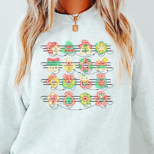 CHRISTMAS FAVORITES NEON CREWNECK (Crewneck Sweatshirt, Unisex Fit, Causal Sweatshirt for Christmas, Christmas Holiday...