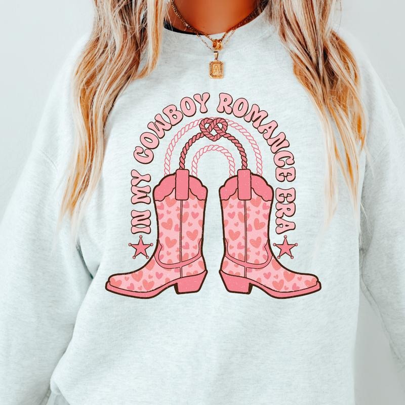 COWBOY ROMANCE ERA CREWNECK (Crewneck Sweatshirt, Unisex Fit, Casual Sweatshirt for Valentines, Holiday Sweatshirt)...