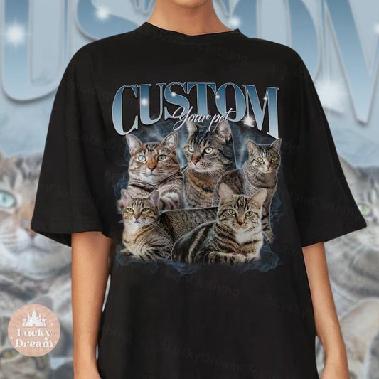 CUSTOM Bootleg Rap PET Shirt, Custom Pet, Custom Photo Top Womenswear Underwear Streetwear Tshirt Summer Comfort Round...