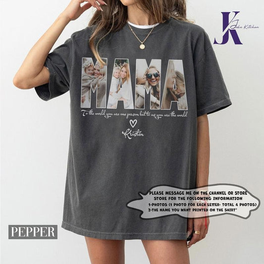 CUSTOM MAMA Photo Shirt, Customized Mother's Day Gift, Gift For Mama,Personalized Gift for MOM,Printable Mother Day Photo...