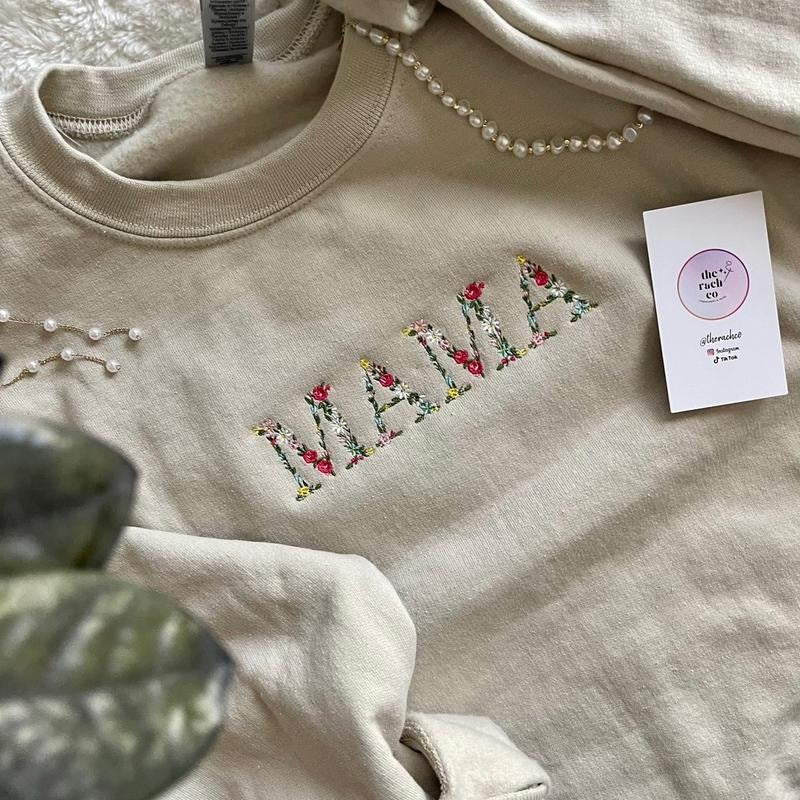 CUSTOMIZABLE FLORAL SWEATSHIRT, Personalized Sweatshirt, Personalized Gifts, Embroidered Sweatshirt, Custom Embroidered...