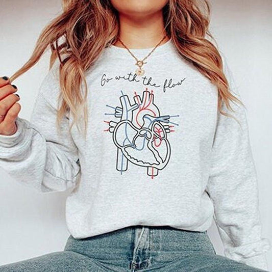 CVICU Cardiac Nurse Heart Flow Anatomy Sweatshirt, Cath Lab RN Crewneck, Cv Icu Cardiac Care Unit Cardiology Human Heart...