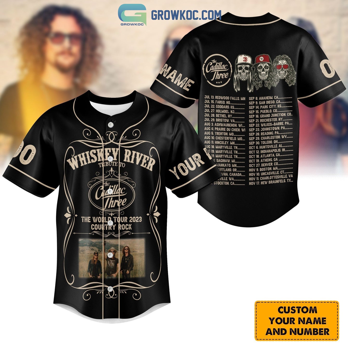Cadillac Three The World Tour 2023 Country Rock Personalized Baseball Jersey