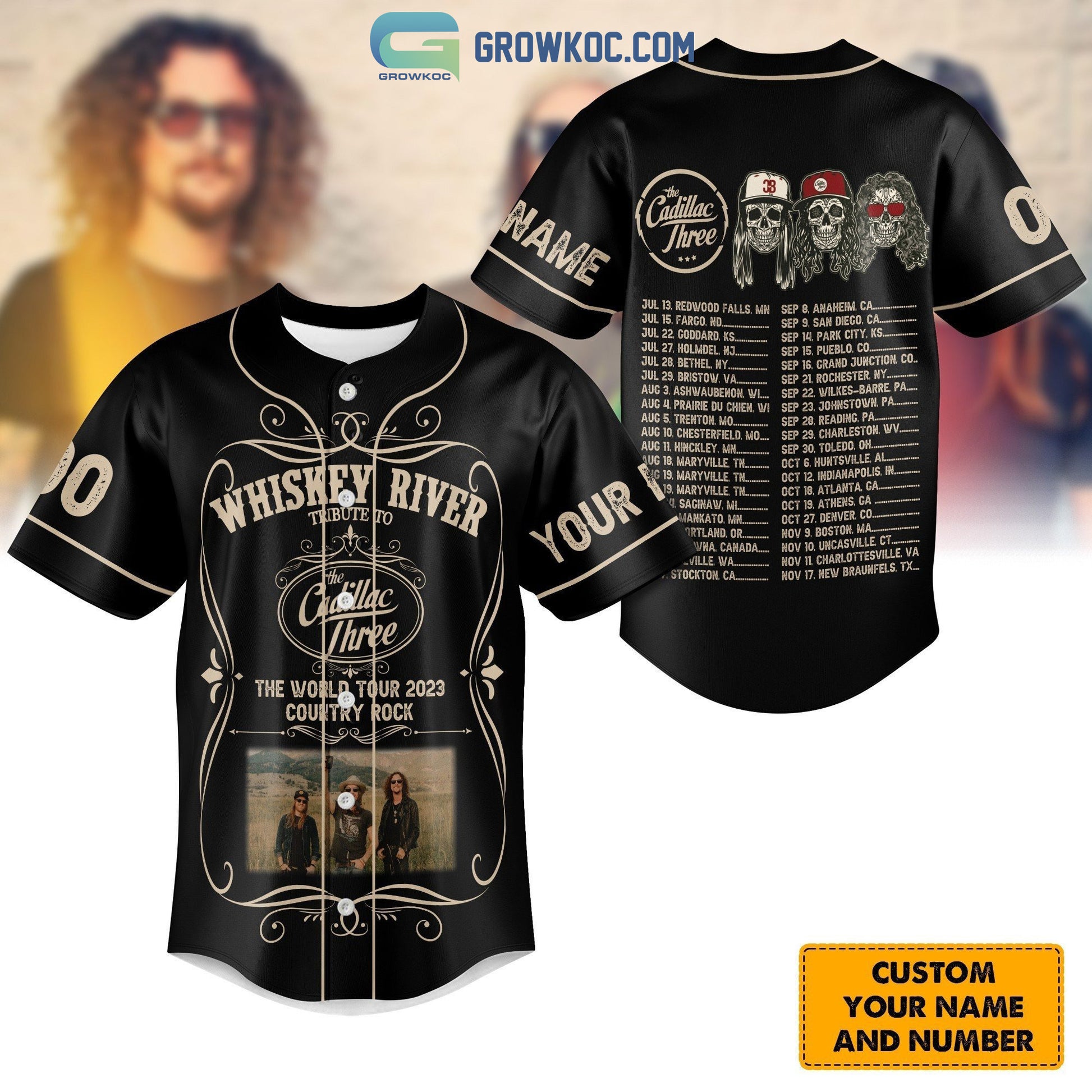 Cadillac Three The World Tour 2023 Country Rock Personalized Baseball Jersey