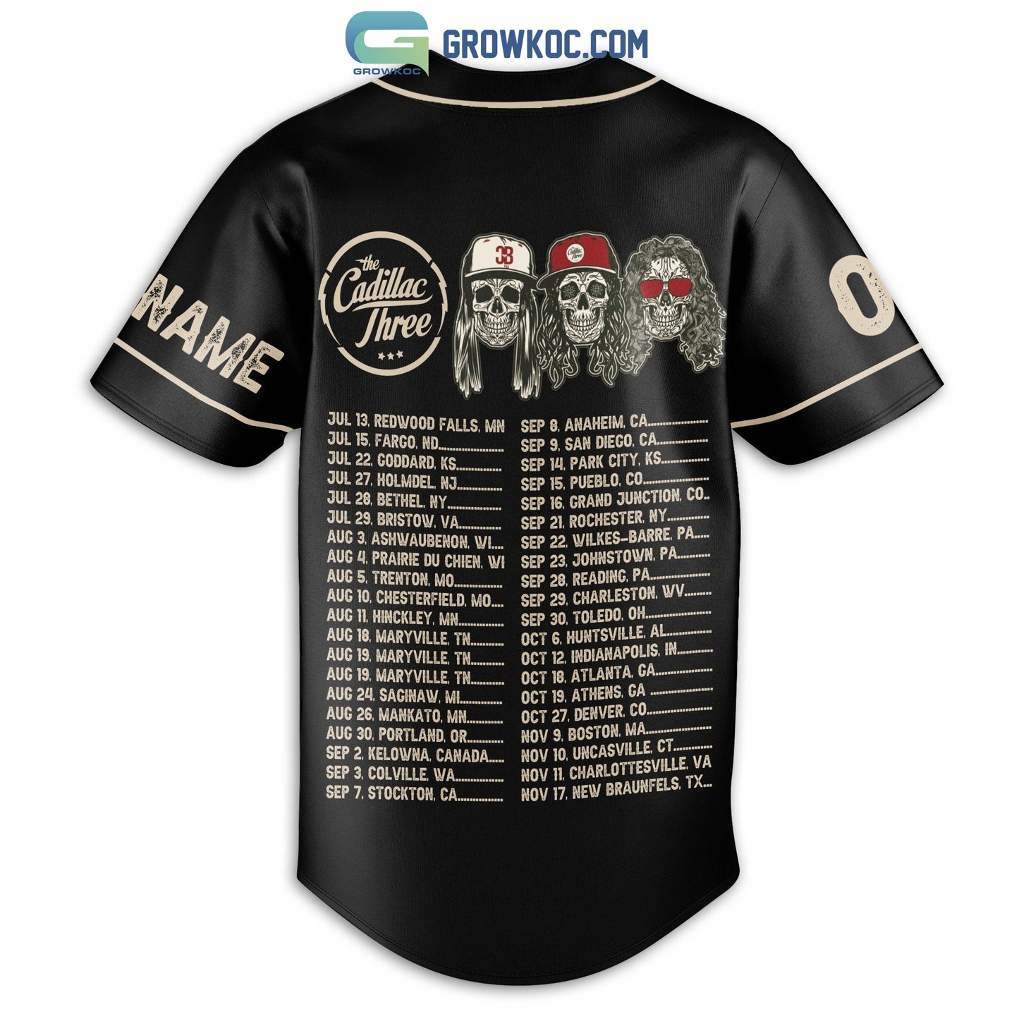 Cadillac Three The World Tour 2023 Country Rock Personalized Baseball Jersey