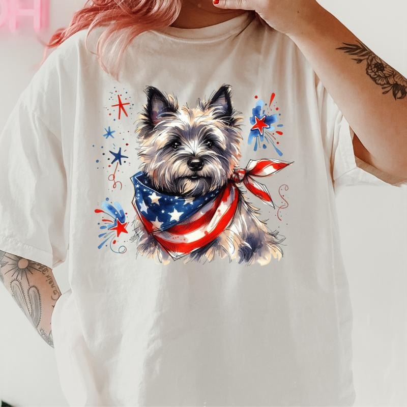 Cairn Terrier Patriotic Dog Shirt ~ Unisex Apparel Relaxed Fit Printed In The USA Clothing Womenswear Casual Comfort...
