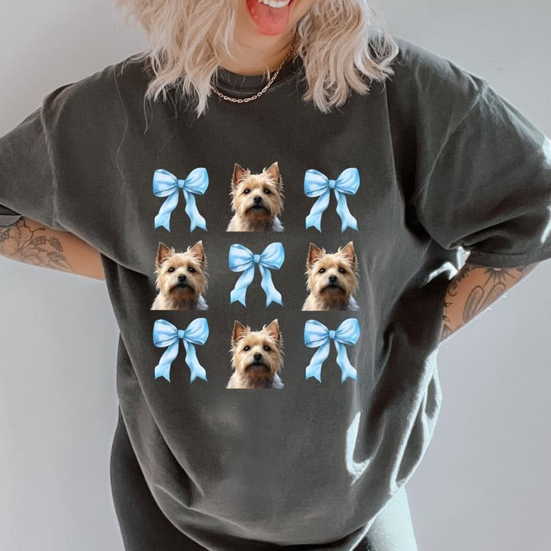Cairn Terrier with bows Shirt~ Unisex Apparel Relaxed Fit Printed In The USA Clothing Womenswear Casual Comfort Cotton...