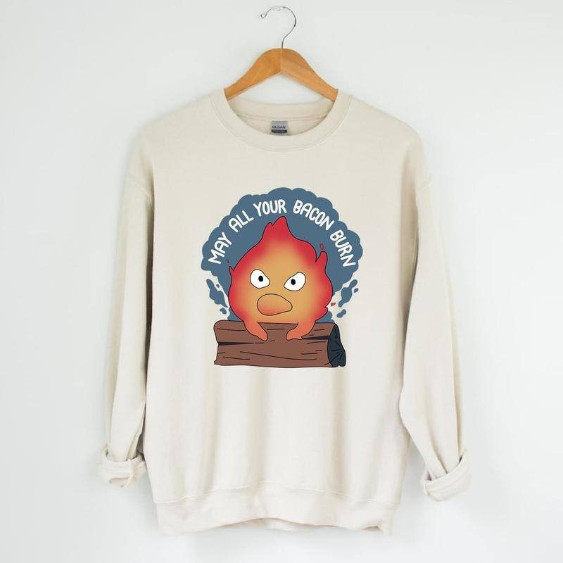 Calcifer May All Your Bacon Burn Howl's Moving Castle T-Shirt, Sweatshirt, Hoodie | WearSparks.com