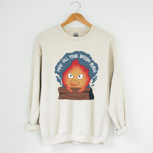 Calcifer May All Your Bacon Burn Howl's Moving Castle T-Shirt, Sweatshirt, Hoodie | WearSparks.com
