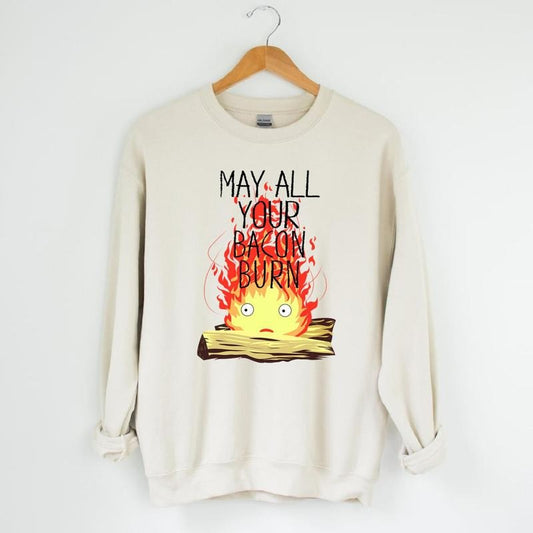 Calcifer May All Your Bacon Burn Howl's Moving Castle T-Shirt, Sweatshirt, Hoodiestyle{n002}2 Hoodie | WearSparks.com