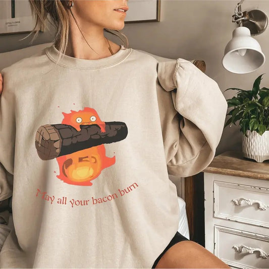 Calcifer Sweatshirt, Studio Ghibli Miyazaki Shirt, Howls Moving Castle Anime Hoodie | WearSparks.com
