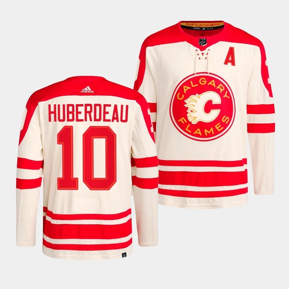 Calgary Flames #10 Jonathan Huberdeau 2023 NHL Heritage Classic Cream Authentic Jersey