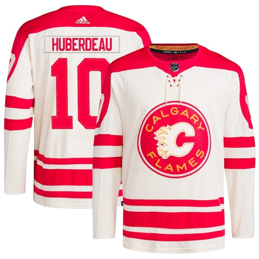 Calgary Flames #10 Jonathan Huberdeau 2023 NHL Heritage Classic Primegreen Authentic Player Jersey – Cream