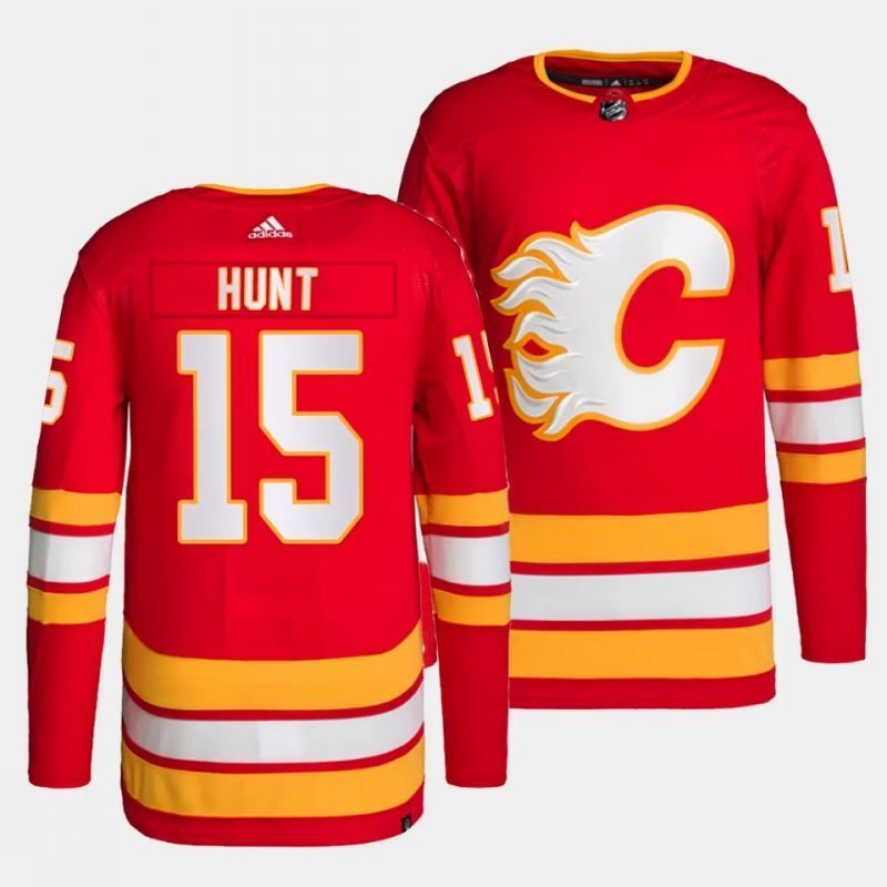 Calgary Flames #15 dryden hunt home red jersey