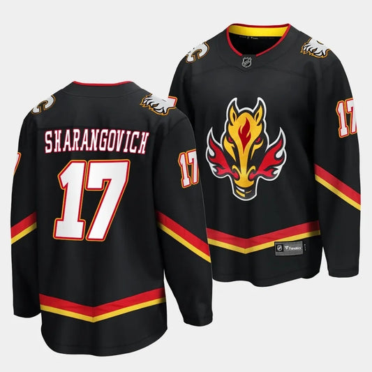 Calgary Flames #17 Yegor Sharangovich Alternate Black Breakaway Player Jersey