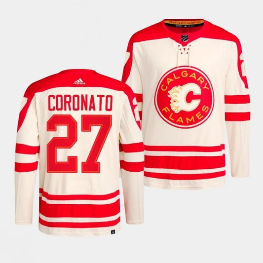 Calgary Flames #27 matt coronato 2023 nhl heritage classic cream jersey