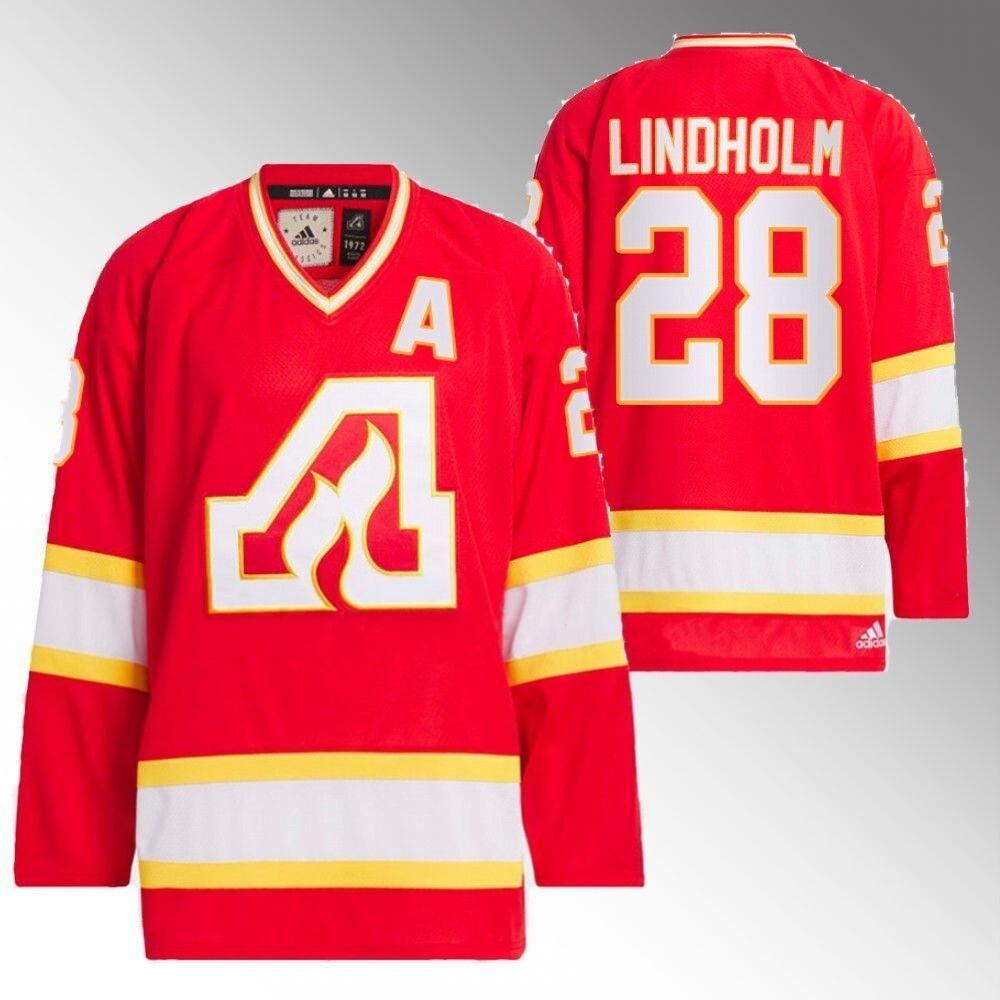 Calgary Flames #28 Elias Lindholm Red Team Classics 1973 Hockey Jersey