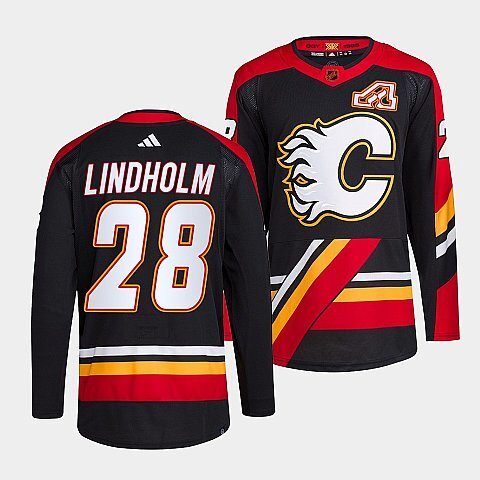 Calgary Flames #28 elias-lindholm-black-2022reverse-retro-2.0-authentic-primegreen-jersey