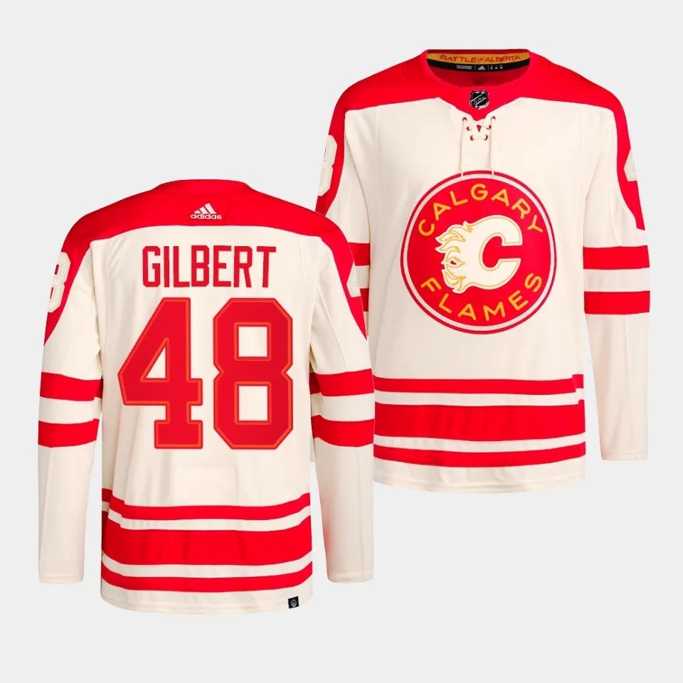 Calgary Flames #48 Dennis Gilbert 2023 NHL Heritage Classic Cream Authentic Jersey