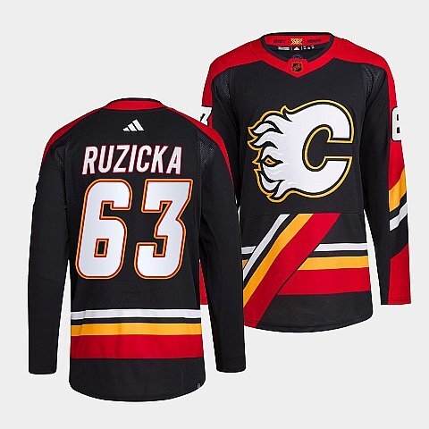 Calgary Flames #63 adam-ruzicka-black-2022reverse-retro-2.0-authentic-primegreen-jersey