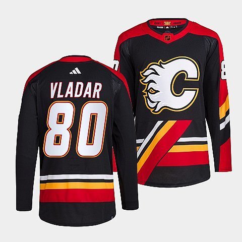 Calgary Flames #80 dan-vladar-black-2022reverse-retro-2.0-authentic-primegreen-jersey