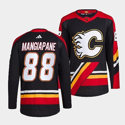 Calgary Flames #88 andrew-mangiapane-black-2022reverse-retro-2.0-authentic-primegreen-jersey