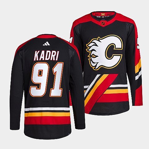Calgary Flames #91 nazem-kadri-black-2022reverse-retro-2.0-authentic-primegreen-jersey