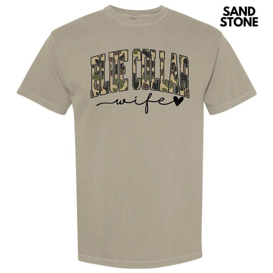 Camo Blue Collar Wife Comfort Colors T-Shirt 'NLB' Hoodie, Sweatshirt | WearSparks.com
