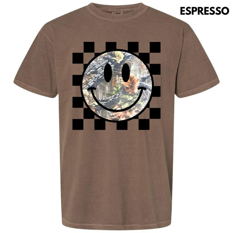 Camo Checker Happy Face Comfort Colors T-Shirt 'NLB' Hoodie, Sweatshirt | WearSparks.com