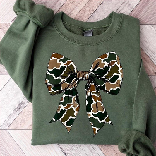 Camo Coquette Bow Sweatshirt