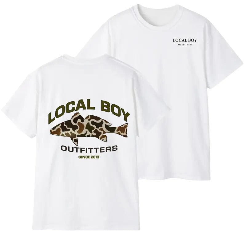 Camo Fish T-Shirt with 'Since 2013' Statement for Hunting and Fishing Fans - Menswear, T-Shirt Trendy Hoodie, Sweatshirt