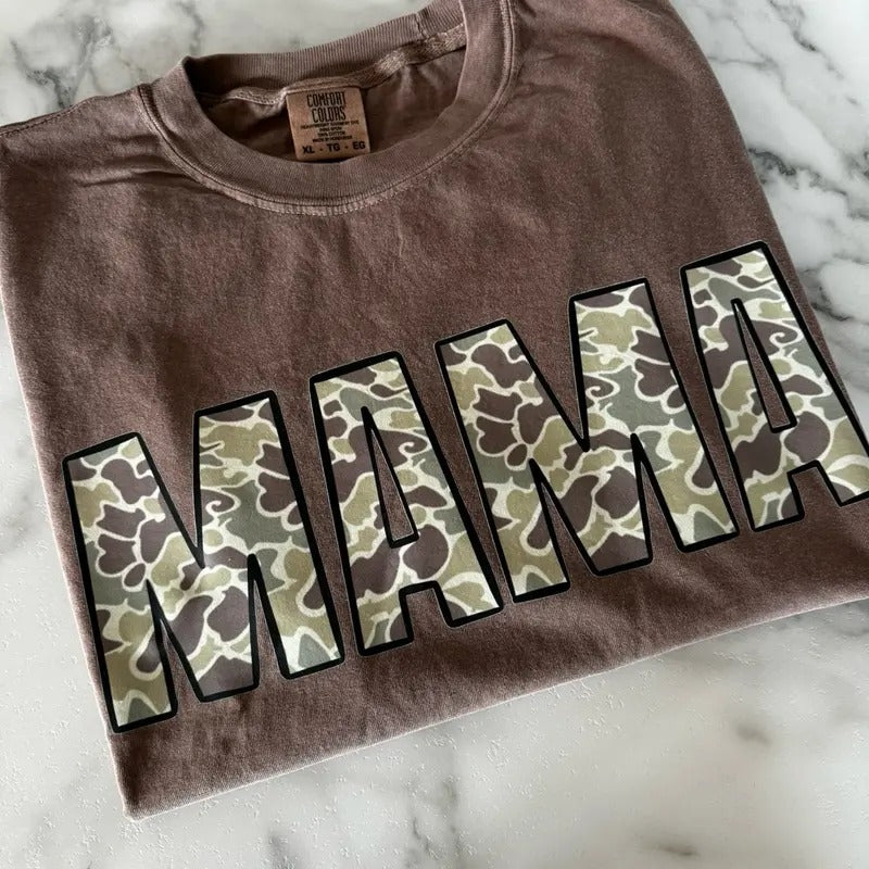 Camo Mama Comfort Colors Women's T-Shirt - Breathable and Soft Comfortable Fabric top Hoodie, Sweatshirt | WearSparks.com