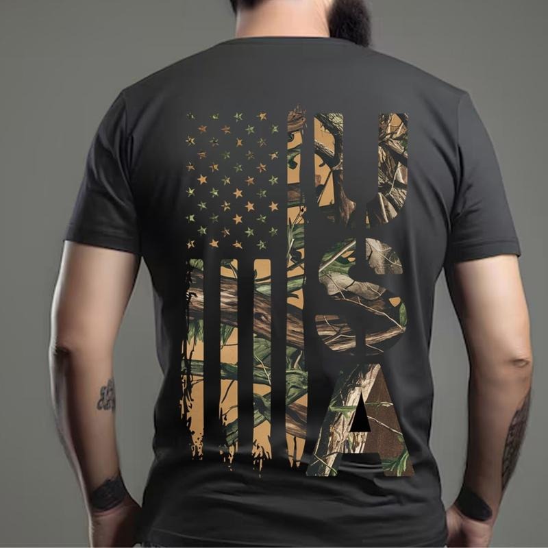 Camo Millitary American Flag USA Shirt for Men, Hunting Season Unisex Tee Hoodie, Sweatshirt | WearSparks.com
