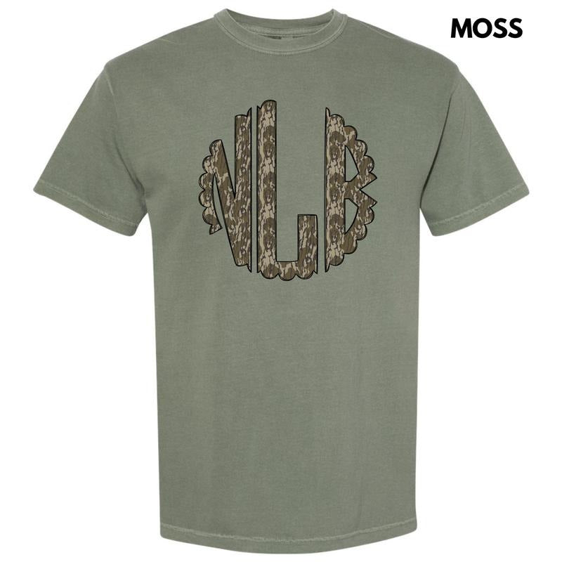 Camo Print Monogram Comfort Colors T-Shirt 'NLB' Hoodie, Sweatshirt | WearSparks.com