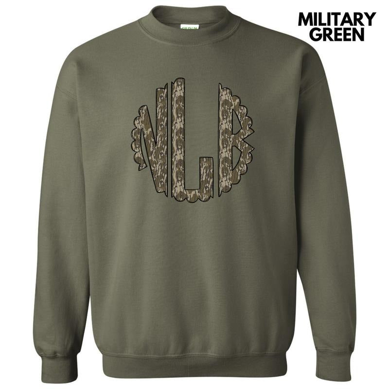 Camo Print Monogram Sweatshirt 'NLB' T-Shirts, Hoodie | WearSparks.com