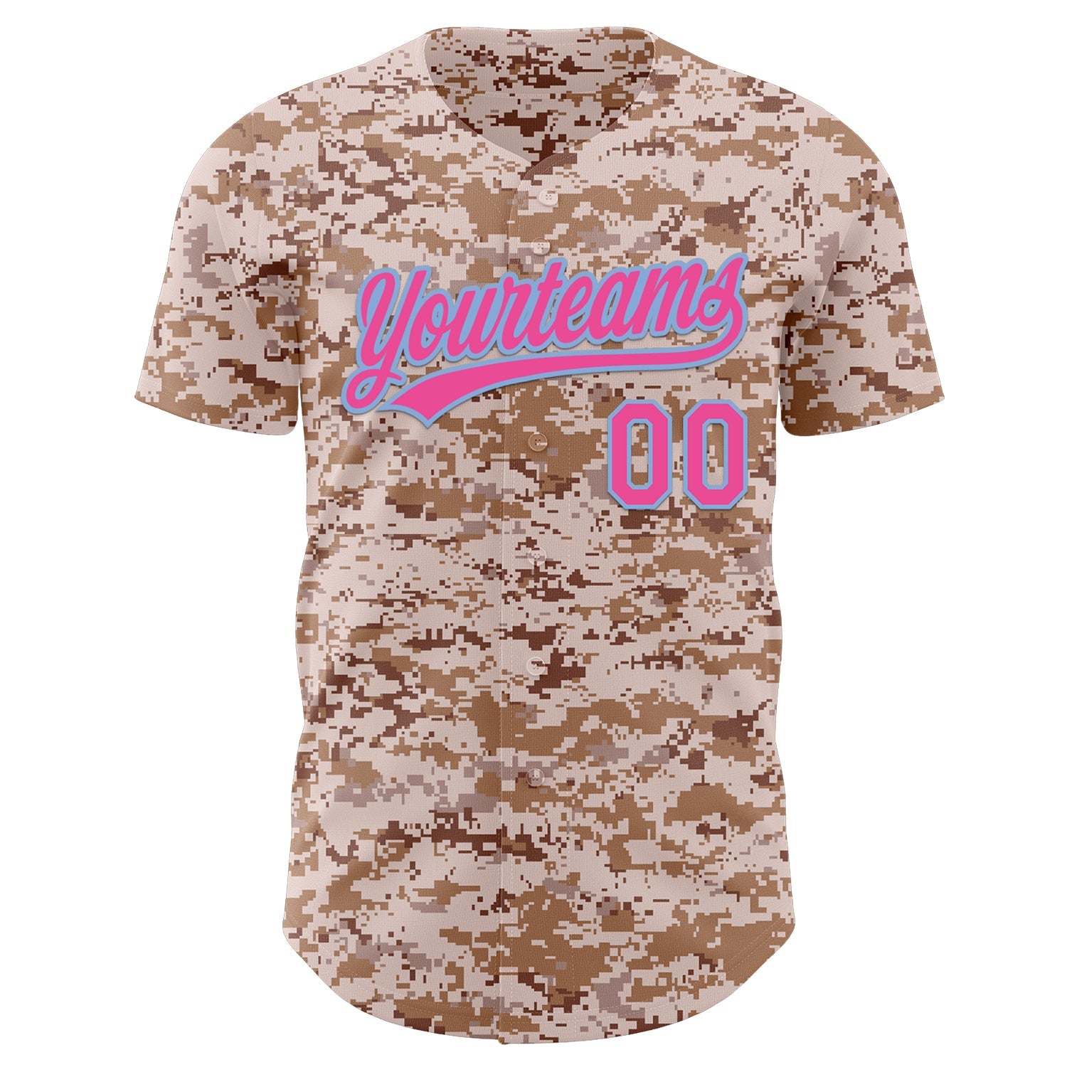 Custom Camo Pink-Light Blue Authentic Salute To Service Baseball Jersey
