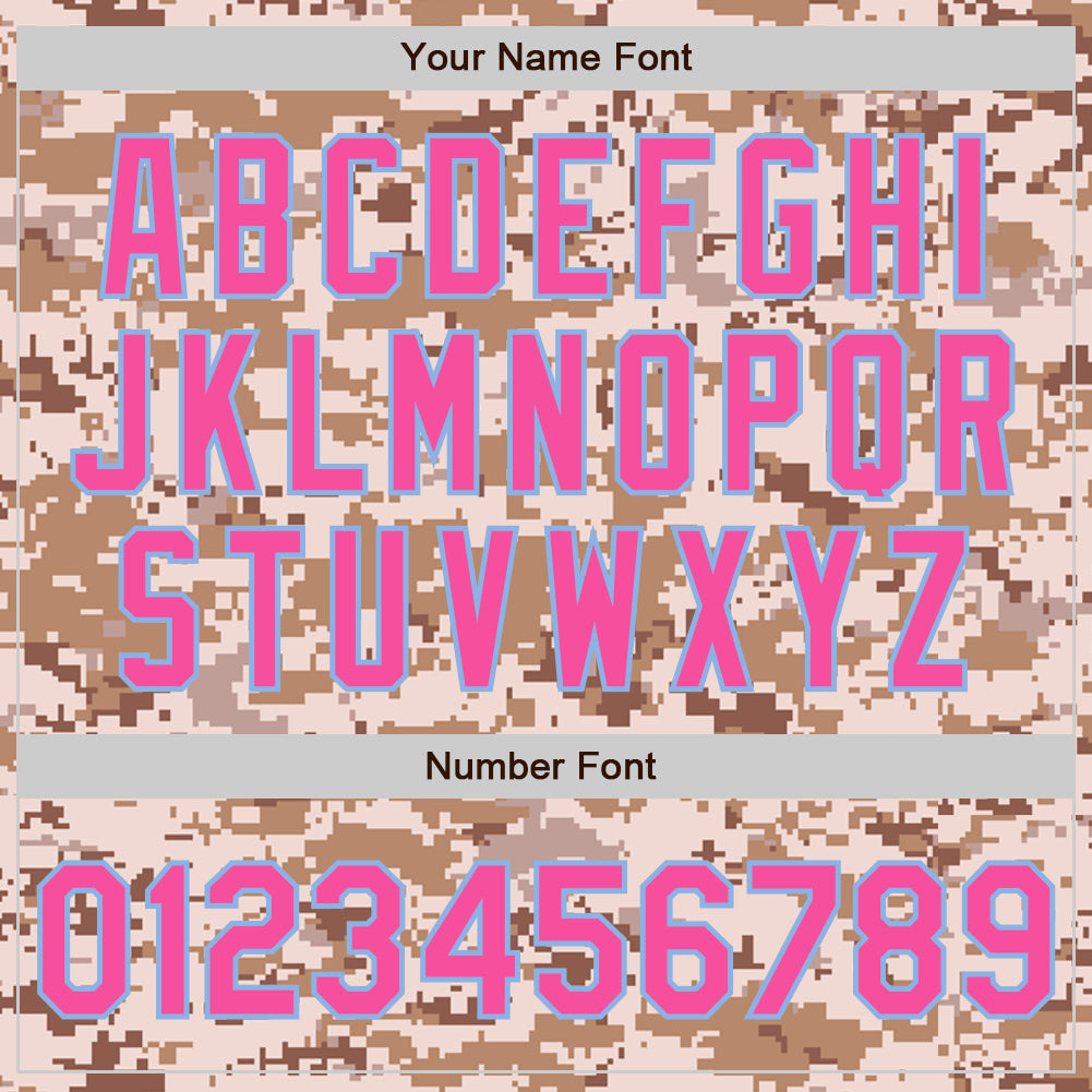 Custom Camo Pink-Light Blue Authentic Salute To Service Baseball Jersey