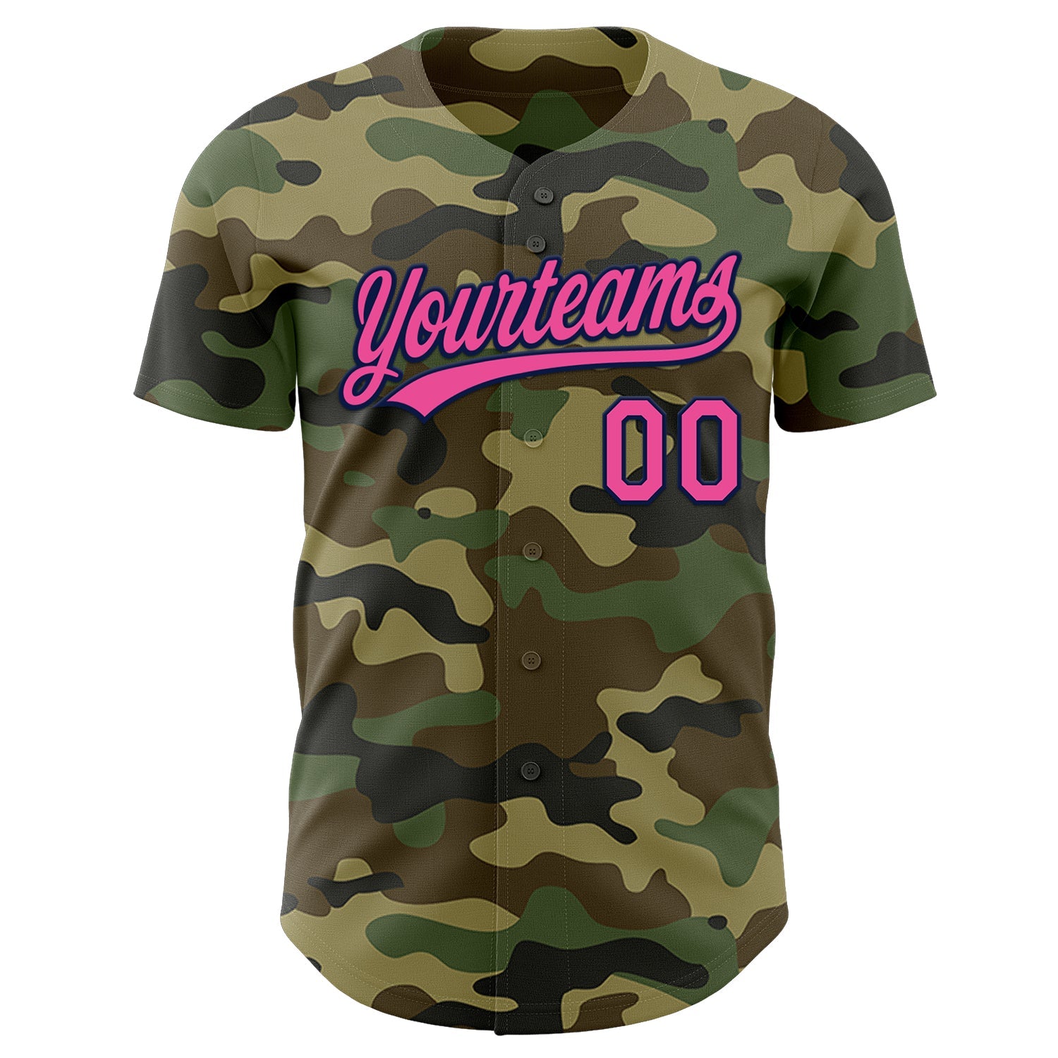 Custom Camo Pink-Navy Authentic Salute To Service Baseball Jersey