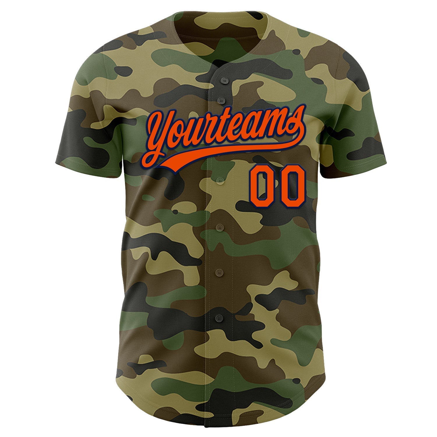 Custom Camo Orange-Navy Authentic Salute To Service Baseball Jersey