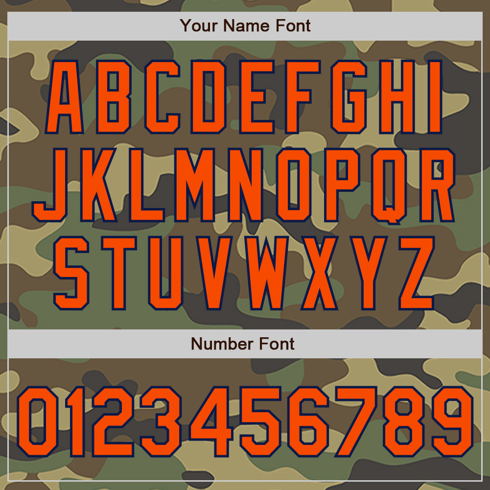 Custom Camo Orange-Navy Authentic Salute To Service Baseball Jersey