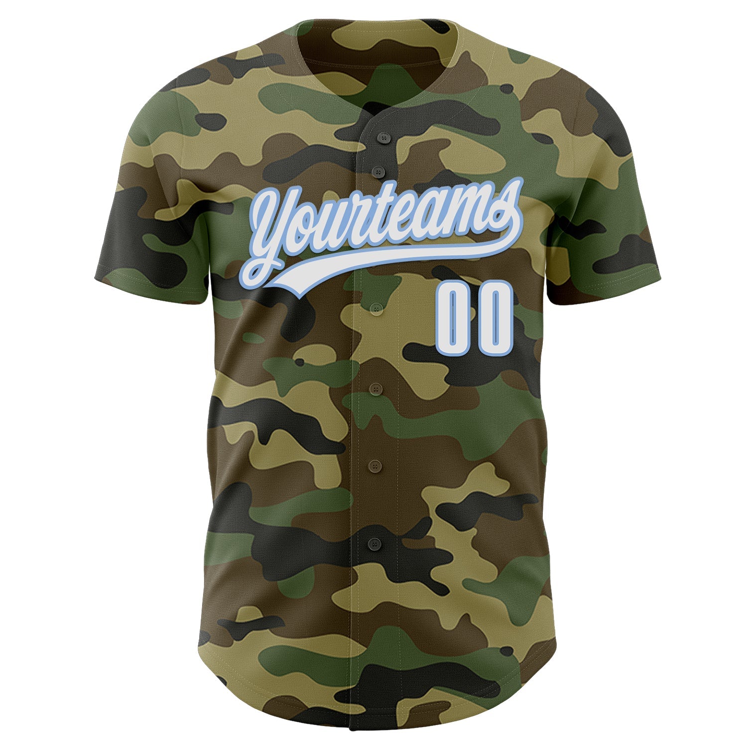 Custom Camo White-Light Blue Authentic Salute To Service Baseball Jersey