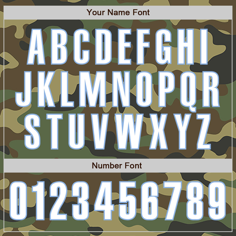 Custom Camo White-Light Blue Authentic Salute To Service Baseball Jersey