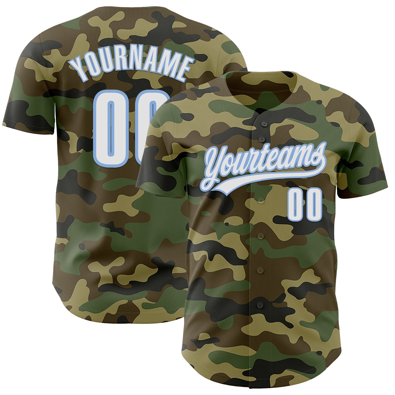 Custom Camo White-Light Blue Authentic Salute To Service Baseball Jersey