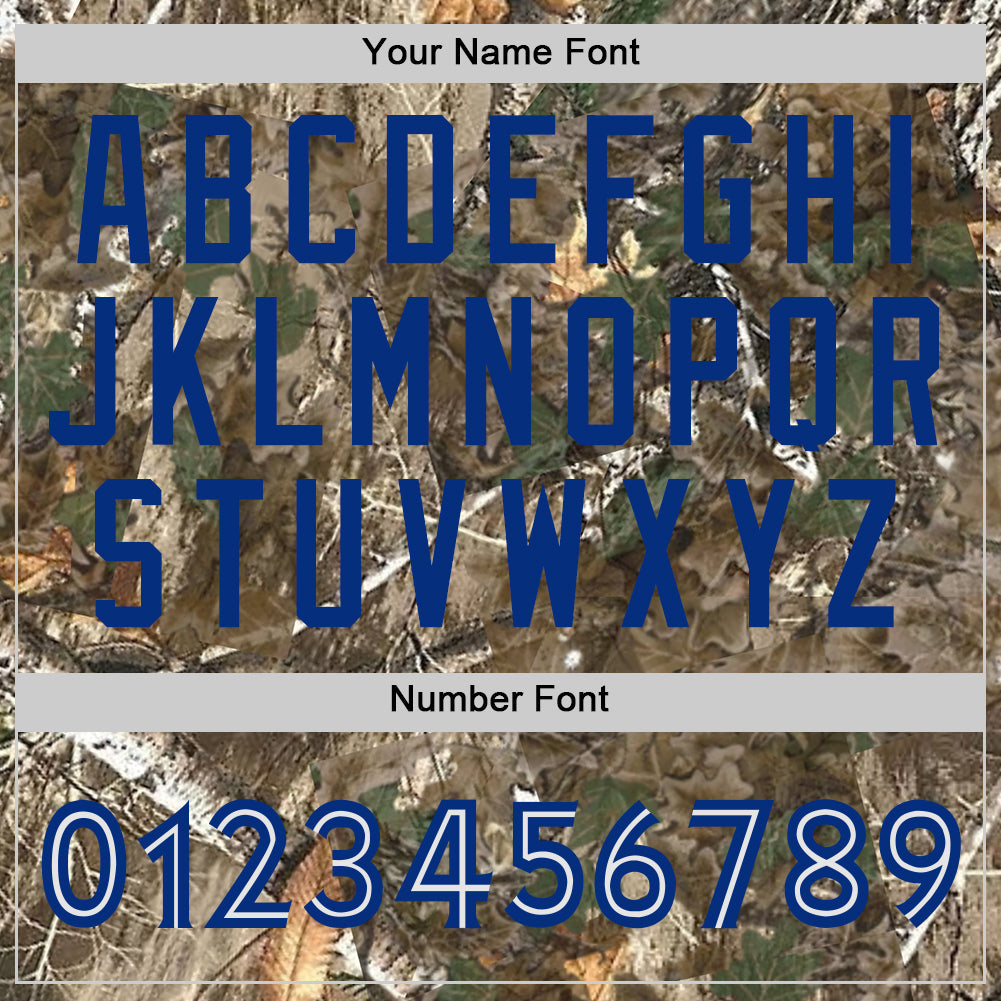 Custom Camo White-Royal Woodland Forest Camouflage Authentic Salute To Service Baseball Jersey