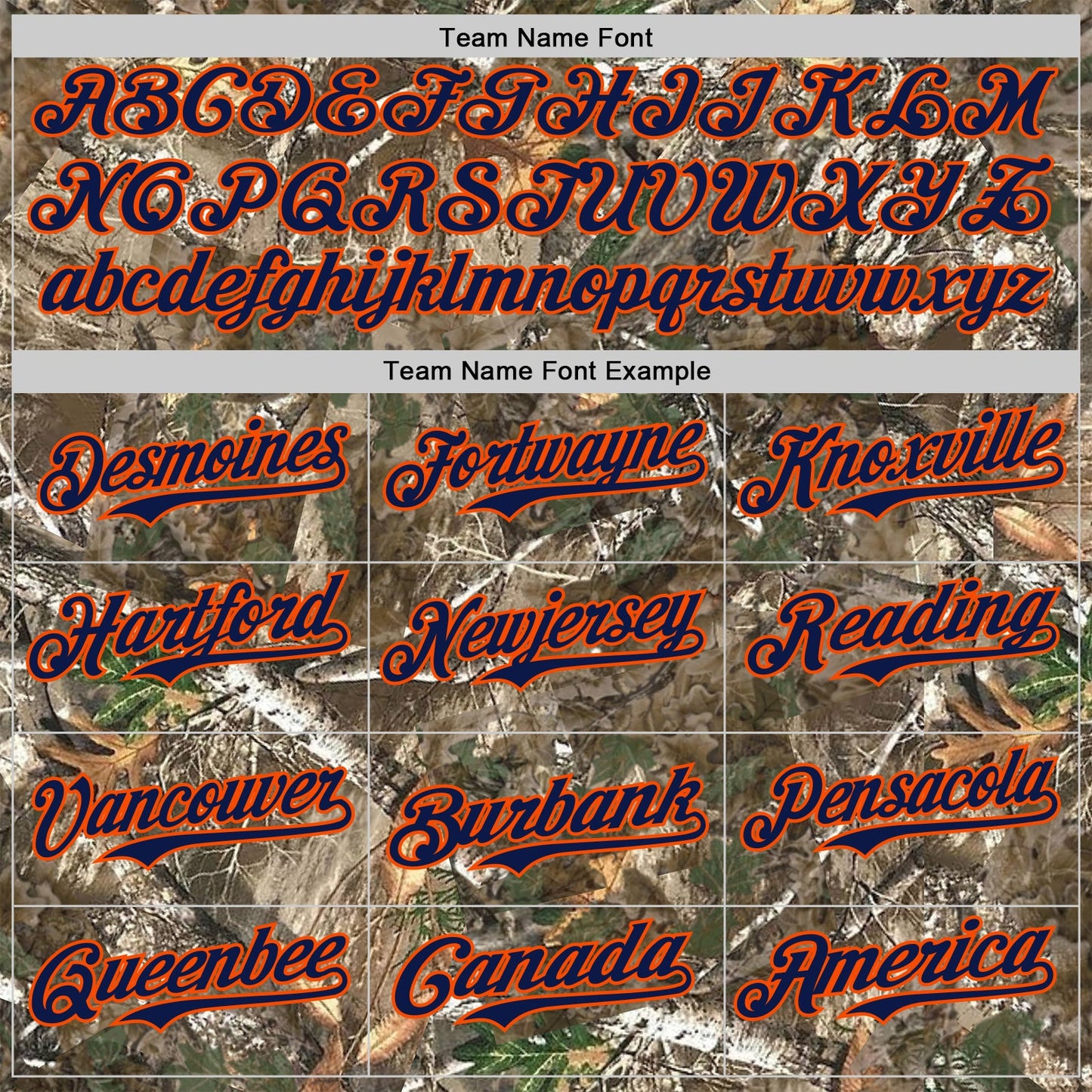 Custom Camo Navy-Orange Woodland Forest Camouflage Authentic Salute To Service Baseball Jersey