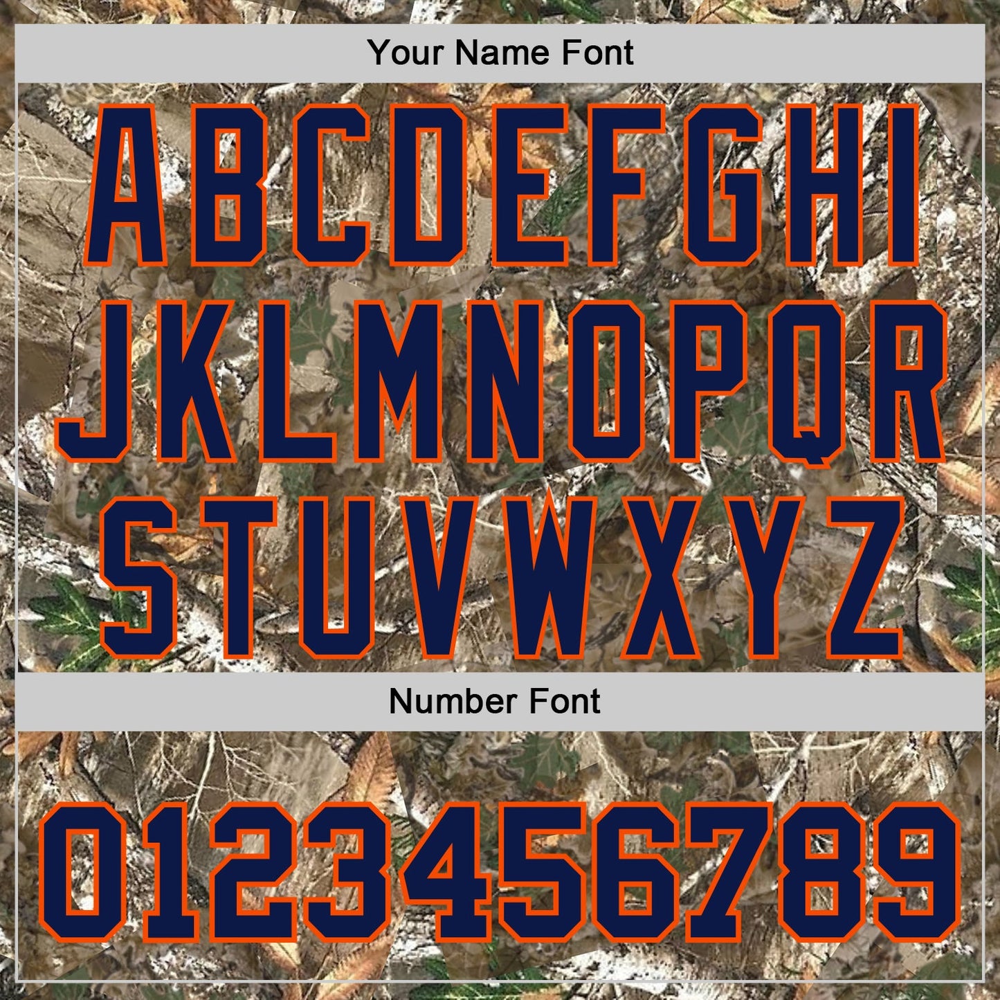 Custom Camo Navy-Orange Woodland Forest Camouflage Authentic Salute To Service Baseball Jersey