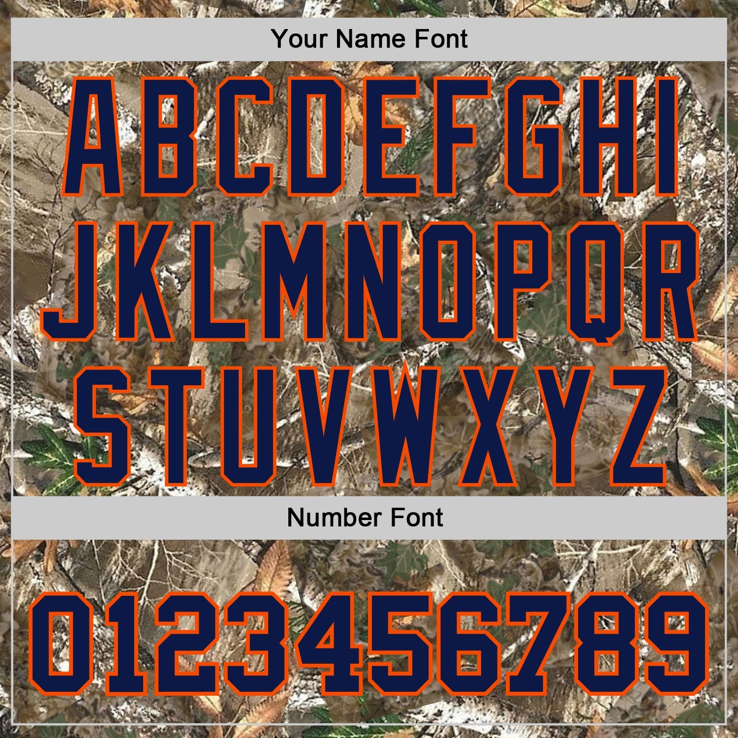 Custom Camo Navy-Orange Woodland Forest Camouflage Authentic Salute To Service Baseball Jersey