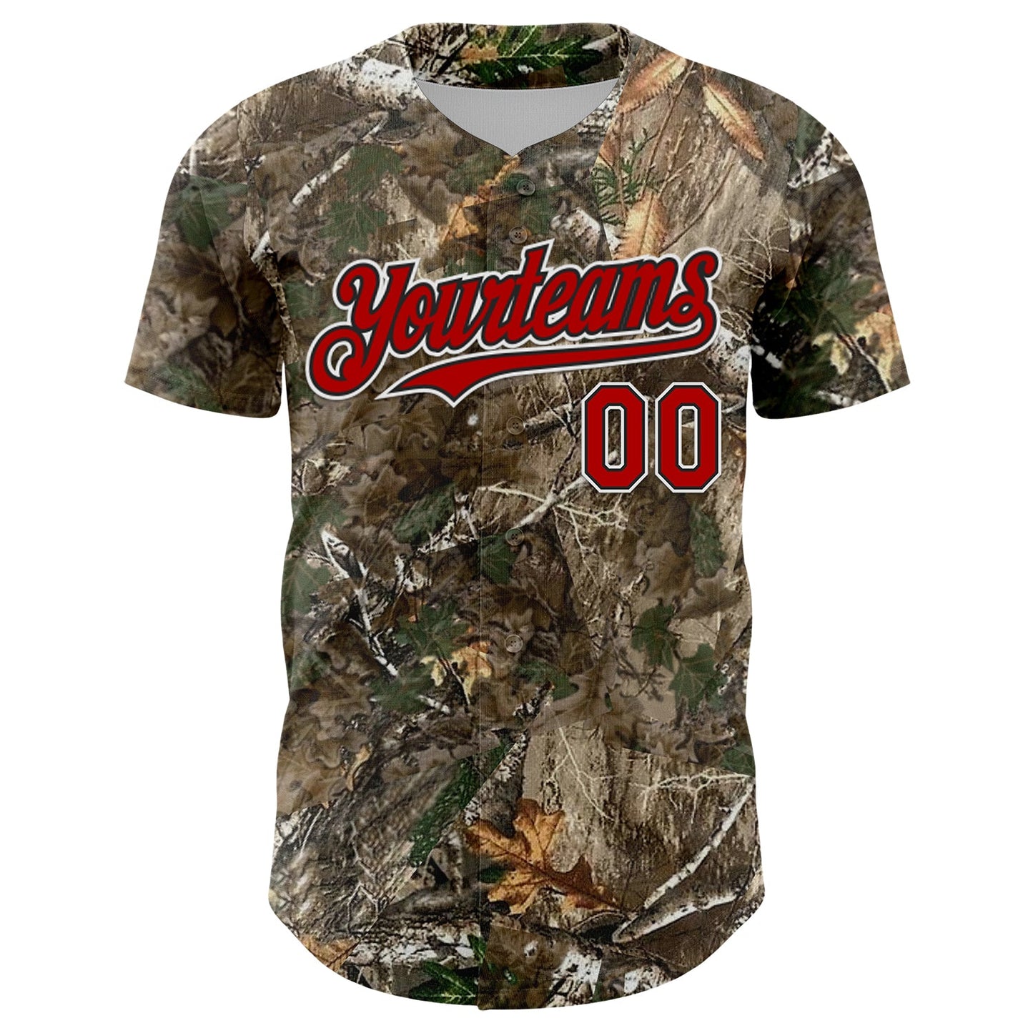 Custom Camo Red Black-White Woodland Forest Camouflage Authentic Salute To Service Baseball Jersey